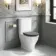 Kansas Traditional Rimless Close Coupled Toilet With Dove Grey Wooden Seat - Brushed Brass Hinges