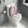 Kansas Traditional Rimless Close Coupled Toilet With Cashmere Pink Wooden Seat - Brushed Brass Hinges