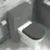 Kansas Traditional Rimless Back To Wall Toilet With Graphite Grey Wooden Seat