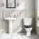 Hudson Traditional Close Coupled Toilet With Inky Blue Seat & Pedestal Basin - Single Tap Hole