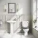 Hudson Traditional Toilet With Dove Grey Seat & Pedestal Basin Set - Double Tap Hole