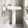 Hudson Traditional Toilet With Dove Grey Seat & Pedestal Basin Set - Double Tap Hole