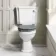 Hudson Traditional Toilet With Dove Grey Seat & Pedestal Basin Set - Double Tap Hole