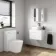 Trent Gloss White Wall Hung Drawer Vanity with Marble Top & Curved Counter Top Basin 600mm