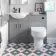 Quartz Stone Grey Combination Vanity Basin and Denver Toilet 1050mm - Black Accents