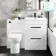 Avon Gloss White Combination Basin Drawer and Aruba Toilet 1100mm - Black Accents