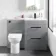 Avon Stone Grey Combination Basin Drawer and Aruba Toilet 1100mm - Black Accents - Right Handed
