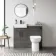 Harper Charcoal Elm Combination Vanity Basin with Marble Top & Aruba Toilet 1000mm - Black Accents