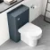 Corsica Curved Inky Blue Slimline Back To Wall Unit and Denver Toilet