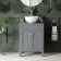 Bermuda Dove Grey Vanity with Round Counter Top Basin 600mm - Brushed Brass Accents