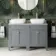 Bermuda Dove Grey Vanity with Marble Top & Curved Counter Top Basin 1200mm - Brushed Brass Accents