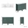 Bermuda Midnight Green Double Basin Vanity 1200mm - Brushed Brass Accents