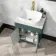 Bermuda Midnight Green Vanity with Marble Top & Curved Counter Top Basin 600mm - Brushed Brass Accents