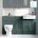Monaco Midnight Green Combination Vanity Traditional Basin and Seattle Toilet 1500mm
