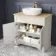 Lucia Chalk White Vanity with Oak Effect Top & Curved Counter Top Basin 840mm - Brushed Brass Accents