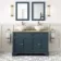 Lucia Inky Blue Double Vanity with Oak Effect Top & Round Counter Top Basin 1200mm - Brushed Brass Accents