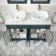 Lucia Inky Blue Double Vanity with Marble Top & Curved Counter Top Basin 1200mm - Brushed Brass Accents