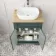 Lucia Midnight Green Vanity with Oak Effect Top & Curved Counter Top Basin 640mm