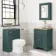 Lucia Midnight Green Vanity with Oak Effect Top & Round Counter Top Basin 640mm - Brushed Brass Accents