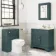 Lucia Midnight Green Vanity with Marble Top & Undermount Basin 830mm - Brushed Brass Accents
