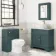Lucia Midnight Green Vanity with Marble Top & Oval Counter Top Basin 840mm - Brushed Brass Accents