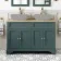 Lucia Midnight Green Cabinet with Oak Effect Top 1200mm (Excludes Counter Top Basins) - Brushed Brass Accents