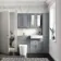 Monaco Dove Grey Combination Vanity Basin and Boston Toilet 1200mm - Brushed Brass Accents