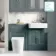 Monaco Midnight Green Combination Vanity Basin and Boston Toilet 1200mm - Brushed Brass Accents