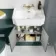 Monaco Midnight Green Combination Vanity Traditional Basin and Hudson Toilet with Wooden Seat 1200mm - Brushed Brass Accents