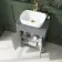 Bermuda Dove Grey Vanity with Curved Counter Top Basin 600mm - Brass Knurled Handles