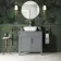 Bermuda Dove Grey Vanity with Curved Counter Top Basin 800mm - Brass Knurled Handles