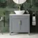 Bermuda Dove Grey Vanity with Marble Top & Oval Counter Top Basin 800mm - Brass Knurled Handles