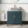 Bermuda Inky Blue Cabinet with Marble Top 800mm Excludes Counter Top Basin - Brass Knurled Handles