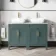 Bermuda Midnight Green Vanity with Marble Top & Curved Counter Top Basin 1200mm - Brass Knurled Handles