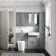 Monaco Dove Grey Combination Vanity Basin and Boston Toilet 1200mm - Brass Knurled Handles
