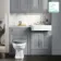 Monaco Dove Grey Combination Vanity Basin with Marble Top & Hudson Toilet with Wooden Seat 1200mm - Brass Knurled Handles