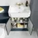 Monaco Inky Blue Combination Vanity Traditional Basin and Boston Toilet 1200mm - Brass Knurled Handles
