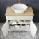 Lucia Chalk White Vanity with Oak Effect Top & Oval Counter Top Basin 840mm - Brass Knurled Handles