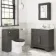 Lucia Graphite Grey Vanity with Marble Top & Undermount Basin 830mm - Brass Knurled Handles