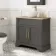 Lucia Graphite Grey Vanity with Oak Effect Top & Round Counter Top Basin 840mm - Brass Knurled Handles