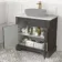 Lucia Graphite Grey Cabinet with Marble Top 840mm (Excludes Counter Top Basin) - Brass Knurled Handles