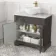 Lucia Graphite Grey Vanity with Marble Top & Round Counter Top Basin 840mm - Brass Knurled Handles