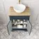Lucia Inky Blue Vanity with Oak Effect Top & Round Counter Top Basin 640mm - Brass Knurled Handles