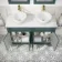 Lucia Midnight Green Double Vanity with Marble Top & Round Counter Top Basin 1200mm - Brass Knurled Handles