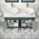 Lucia Midnight Green Double Vanity with Marble Top & Oval Counter Top Basin 1200mm - Brass Knurled Handles