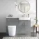 Harper Stone Grey Combination Vanity Basin and Boston Toilet 1200mm - Brushed Brass Accents - Right Handed