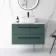 Elba Midnight Green Wall Hung Drawer Vanity with Marble Top & Curved Counter Top Basin 800mm - Black Accents