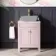 Bermuda Cashmere Pink Cabinet with Marble Top 600mm (Excludes Counter Top Basin) - Brushed Brass Accents