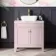 Bermuda Cashmere Pink Vanity with Marble Top & Curved Counter Top Basin 800mm - Brushed Brass Accents