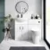 Quartz Gloss White Combination Vanity Basin and Austin Toilet 1050mm - Black Accents